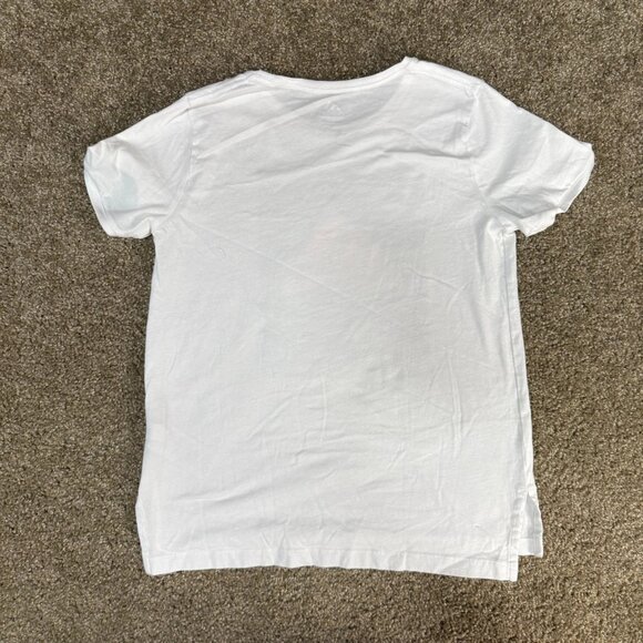 Adidas Tee Shirt Girls Large (14) White Graphic Cotton Athletic Pink logo Sports - Picture 2 of 10